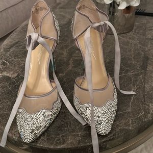Beautiful Betsey Johnson silver rhinestone heels size 9.0